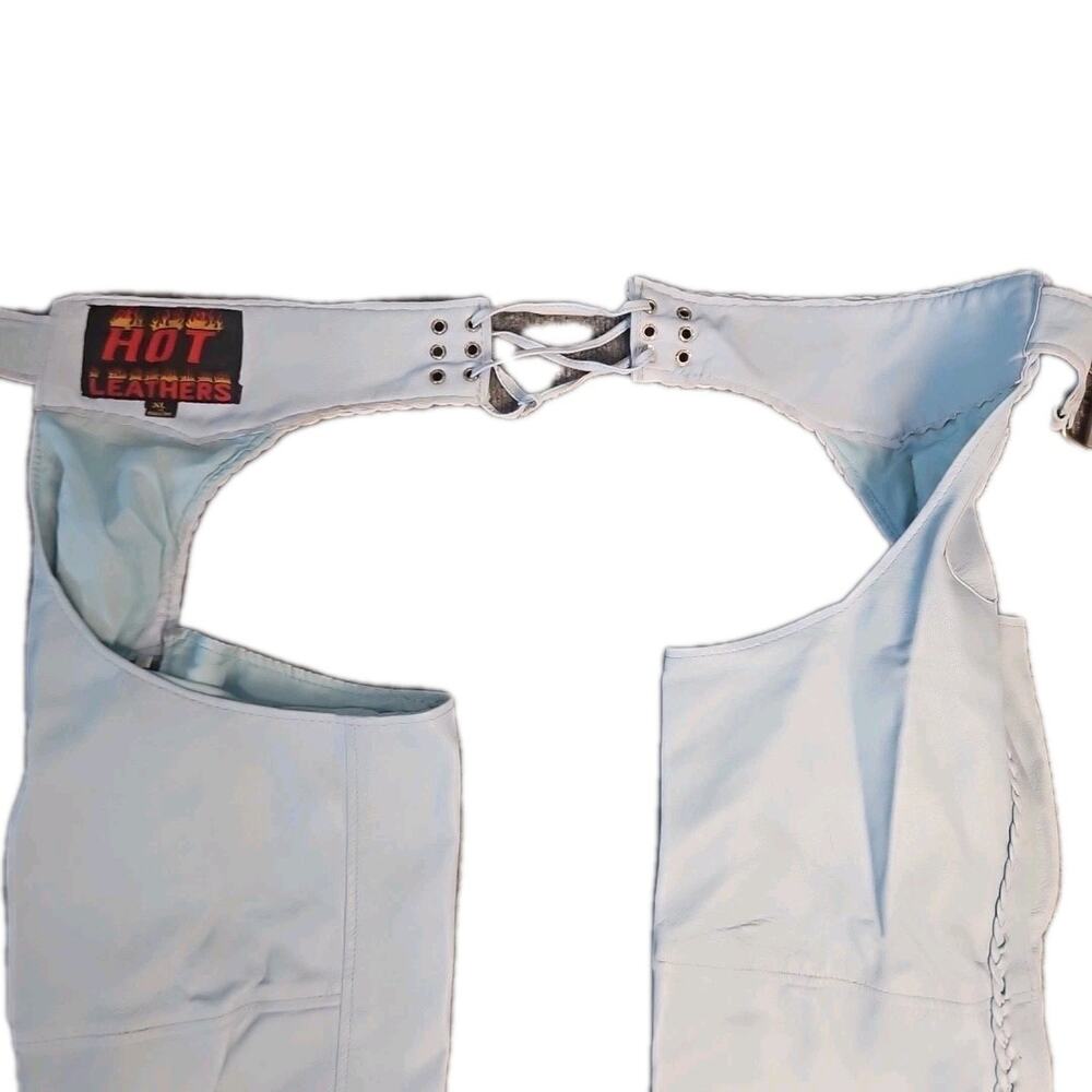 VTG Hot Leathers Baby Blue Motorcycle Chaps Women XL Biker 80s Retro